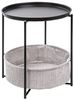 ONVAYA® Beistelltisch Linda rund | Schwarz | Couchtisch mit Korb & Tablett | aus Metall | für Wohnzimmer, Schlafzimmer, Garten | Nachttisch | Sofatisch mit Stauraum Bild 1