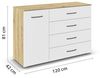 rauch Aditio Box, Kommode, 1-türig, 4 Schubladen, mit Softclose-Funktion, Farbe Weiß/Eiche Artisan, BxHxT 120x81x42cm Bild 3