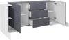 Dmora - Kommode Fabio, Küchen-Sideboard mit 2 Türen und 3 Schubladen, Wohnzimmer-Buffet, Küchen-Sideboard, 100 % Made in Italy, 210 x 45 x 85 cm, glänzendes Weiß und Schiefer Bild 4
