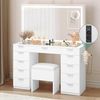 YITAHOME Schminktisch mit LED-Beleuchtung, 3 Farben mit Einstellbarer Helligkeit, Frisiertisch mit Spiegel für Make-up, Kosmetiktisch mit Steckdose, 11 Schubladen, modern, weiß Bild 3