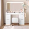 YITAHOME Schminktisch mit LED-Beleuchtung, 3 Farben mit Einstellbarer Helligkeit, Frisiertisch mit Spiegel für Make-up, Kosmetiktisch mit Steckdose, 11 Schubladen, modern, weiß Bild 4