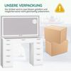 YITAHOME Schminktisch mit LED-Beleuchtung, 3 Farben mit Einstellbarer Helligkeit, Frisiertisch mit Spiegel für Make-up, Kosmetiktisch mit Steckdose, 11 Schubladen, modern, weiß Bild 2