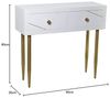 DRW Eingangstisch Konsolentisch aus Holz mit Zwei Schubladen in Weiß und Gold, 90 x 30 x 80 cm Bild 2