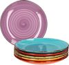 6tlg Speisetellerset Uni bunt Essteller Menüteller flach Servierplatte rund Tafel Steingut 6farbig Bild 4