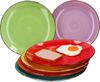 6tlg Speisetellerset Uni bunt Essteller Menüteller flach Servierplatte rund Tafel Steingut 6farbig Bild 2