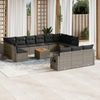 vidaXL 14-tlg. Garten-Sofagarnitur mit Kissen Grau Poly Rattan 3257138 Bild 2