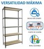 Simon Rack Schwerlastregal, 2000 x 1100 x 500 mm, Bis 200 kg Belastbar, 5 Verstellbare Ablagen, MDF-Platten, Kellerregal, Lagerregal, Anthrazit/Holz - Maderclick Bild 4