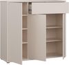 Forte ALICE SPRINGS Schuhschrank 100 110, moderner Schuhschrank mit viel Stauraum, 3-türig, 1 Schublade, Holzwerkstoff, Kaschmir Beige, 109,2 cm breit x 99,1 cm hoch x 34,9 cm tief Bild 5
