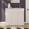 Forte ALICE SPRINGS Schuhschrank 100 110, moderner Schuhschrank mit viel Stauraum, 3-türig, 1 Schublade, Holzwerkstoff, Kaschmir Beige, 109,2 cm breit x 99,1 cm hoch x 34,9 cm tief Bild 2