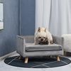 PawHut Tierbett Hundesofa mit Holzbeinen Hundebett für kleine Hunde bis zu 8 kg, samtartiges Polyester, Grau 64 x 45 x 36 cm Bild 2