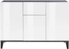 Dmora - Kommode Giorgio, Küchen-Sideboard mit 3 Türen und 1 Schublade, Wohnzimmer-Buffet, Küchen-Sideboard, 100 % Made in Italy, 120 x 40 x 82 cm, glänzendes Weiß und Schiefer Bild 4