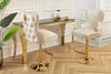 LebensWohnArt Stuhl Edler höhenverstellbarer Barstuhl LEON Samt beige Edelstahl Löwenkopf Bild 3