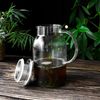 Glaskaraffe 1,5L mit Edelstahl Filter und Relief Wasserkrug Wasserkaraffe Glaskrug Bild 3