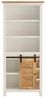 Rustikaler Capera Hochschrank 80x180x35cm weiß-braun Pinienholz Schiebetür Stauraum für Bad & Wohnzimmer | massivum Bild 5