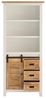 Rustikaler Capera Hochschrank 80x180x35cm weiß-braun Pinienholz Schiebetür Stauraum für Bad & Wohnzimmer | massivum Bild 4