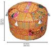 Aakriti Indian Pouf Fußhocker mit Stickerei Pouf, indische Baumwolle, Pouffe osmanischen Pouf Cover mit ethnischem Dekor Kunst - Cover (Orange, 46x33 cms) Bild 3