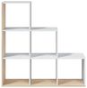 Dmora - Bücherregal Cincinnati, Doppelseitiges Bücherregal mit 6 Fächern, Bürotrennregal, cm 108x28h110, Weiß und Eiche Bild 4
