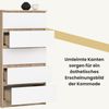 Kommode K60 mit 5 Schubladen | für das Wohnzimmer Schlafzimmer Schrank Büro Arbeitszimmer | Modernes Funktionales Design | B60 x H121 x T40 cm, Gewicht 39kg | Sonoma Eiche/Weiß Bild 4