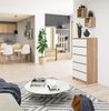 Kommode K60 mit 5 Schubladen | für das Wohnzimmer Schlafzimmer Schrank Büro Arbeitszimmer | Modernes Funktionales Design | B60 x H121 x T40 cm, Gewicht 39kg | Sonoma Eiche/Weiß Bild 2