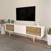 Hanah Home Stylish TV Stand, White & Walnut, 160 x 45 x 34.5 cm | 100% Melamine Coated Particle Board, 18 mm Thick | Modern Design for Living Room Bild 2