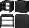 Waschbeckenunterschrank Skelbolu mit 5 Türen 140x60x40cm Schwarz/Eichenoptik [en. casa] Bild 3