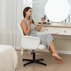 MEUBLE COSY Schminkstuhl Schminktisch Hocker Make-up-Stuhl mit höhenverstellbar Armlehnen 360° Drehbar Sessel für Schlafzimmer Vanity, Bouclé Frottier, Weiß Bild 2