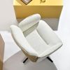 MEUBLE COSY Schminkstuhl Schminktisch Hocker Make-up-Stuhl mit höhenverstellbar Armlehnen 360° Drehbar Sessel für Schlafzimmer Vanity, Bouclé Frottier, Weiß Bild 5