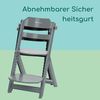 Bebeconfort Timba mit Kissen, Holzhochstuhl, Höhenverstellbar, ab einem Alter von 6 Monaten bis 10 Jahren, bis 30 kg, Warm Grey, mit abnehmbarem 3-Punkt-Sicherheitsgurt Bild 3