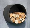 DanDiBo Kaminholzregal Innen Metall Schwarz Rund Wand 50 cm Kaminholzständer mit Rückwand 96433 Wandmontage Hängend Holzkorb Kaminholzhalter Holzregal Bild 3