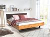 Möbel-Eins CURBY Kufenbett mit Polster-Kopfteil, Material Massivholz, rustikale Altholzoptik, Fichte, Kufen schwarz natur 120x220 cm Stoff Braun ohne Steppung Bild 2