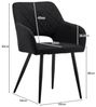 TUKAILAI Esszimmerstühle 2er Set aus Leinen, Küchenstuhl Polsterstuhl mit Offener Rückenlehne,Armlehnen,Gepolstertem Sitz, Metallbeinen, Stühle für Wohnzimmer,Esszimmer,Küche (1, Schwarz) Bild 3
