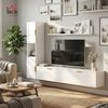HOMCOM TV-Regal mit Wandregal und Aufbewahrungsschrank, Wohnwand Wohnzimmer 1-tlg, für Fernseher bis 55", Hochglanzweiß Bild 2