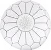 ALMADIH Marokkanischer Echtleder Pouf Leder Sitzkissen weiß - gefüllt geliefert - 100% Handarbeit Sitzsack Ottoman orientalische Sitzpouf Bester Qualität Lederkissen Bodenkissen Fußhocker (Pouf weiß) Bild 3