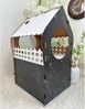 Jungengel Tierhaus Zweistöckiges Katzenhaus aus MDF – Schwarz Marmoriert & Weiß, Marmoroptik, Werkzeugloser Aufbau, Balkon, Katzenöffnung, 2 Etagen Bild 5
