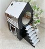 Jungengel Tierhaus Zweistöckiges Katzenhaus aus MDF – Schwarz Marmoriert & Weiß, Marmoroptik, Werkzeugloser Aufbau, Balkon, Katzenöffnung, 2 Etagen Bild 2