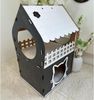 Jungengel Tierhaus Zweistöckiges Katzenhaus aus MDF – Schwarz Marmoriert & Weiß, Marmoroptik, Werkzeugloser Aufbau, Balkon, Katzenöffnung, 2 Etagen Bild 4