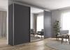 Rauch Möbel Kulmbach, Kleiderschrank mit Schwebetüren für Schlafzimmer, Kinderzimmer, Jugendzimmer, Garderobe, Flur, 3-türig, mit Spiegel, Zubehör Classic, Farbe Grau metallic, Schwarz, Breite 360 cm Bild 2