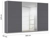 Rauch Möbel Kulmbach, Kleiderschrank mit Schwebetüren für Schlafzimmer, Kinderzimmer, Jugendzimmer, Garderobe, Flur, 3-türig, mit Spiegel, Zubehör Classic, Farbe Grau metallic, Schwarz, Breite 360 cm Bild 3