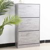 BAKAJI Platzsparender Slim 2 Grau Schuhschrank mit 3 Türen und Schuhablagen mit doppelter Tiefe aus Holz 63 x 24 x 115 cm, Holzwerkstoff Bild 2
