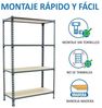 Simonrack Schwerlastregal, Lagerregal, 150 x 120 x 30 cm, Metallregal, Kellerregal, Biegestelle 200 kg, 4 Holzfachböden, Grau/Holz - Maderclick Bild 5
