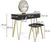Schminktisch Ruby Schwarz 100 cm mit LED-Spiegel und Hocker Vicco Bild 3