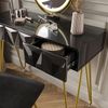 Schminktisch Ruby Schwarz 100 cm mit LED-Spiegel und Hocker Vicco Bild 5