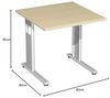 Schreibtisch, 80x80cm, Ahorn / Silber Bild 3
