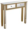 DRW Konsolentisch aus Holz und Spiegel mit 2 Schubladen in Gold und Spiegel, 90 x 25 x 80 cm Bild 1
