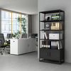 Bücherregal mit Schrank Hailuoto 80x40x180 cm Stahl Schwarz, matt [en. casa] Bild 5