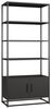 Bücherregal mit Schrank Hailuoto 80x40x180 cm Stahl Schwarz, matt [en. casa] Bild 3