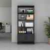 Bücherregal mit Schrank Hailuoto 80x40x180 cm Stahl Schwarz, matt [en. casa] Bild 4