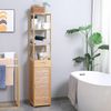 Kleankin Badkommode aus Bambus, mit Schublade, drei Ablagen, offenes Fach (Badezimmerschrank, 1 St, Badezimmermöbel), für Badezimmer, 32 x 30 x 163 cm Naturholz Bild 2