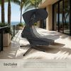 tectake® Hängeliege mit Gestell, Schwebeliege, Schwingliege mit Sonnendach, Schaukelliege, Hängesessel inkl. Tasche, Polsterauflage mit Kopfkissen, für Garten, Terrasse und Balkon - schwarz Bild 2