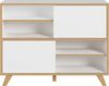 Germania Schiebetürregal 4170-513 GW-Helsinki, in Weiß/Eiche, 120 x 92 x 40 cm (BxHxT) Bild 4
